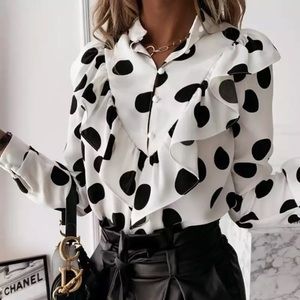 Ruffle polka dot top